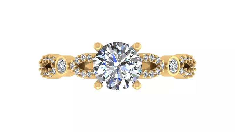 Elegant Three-Stone Vintage Engagement Ring