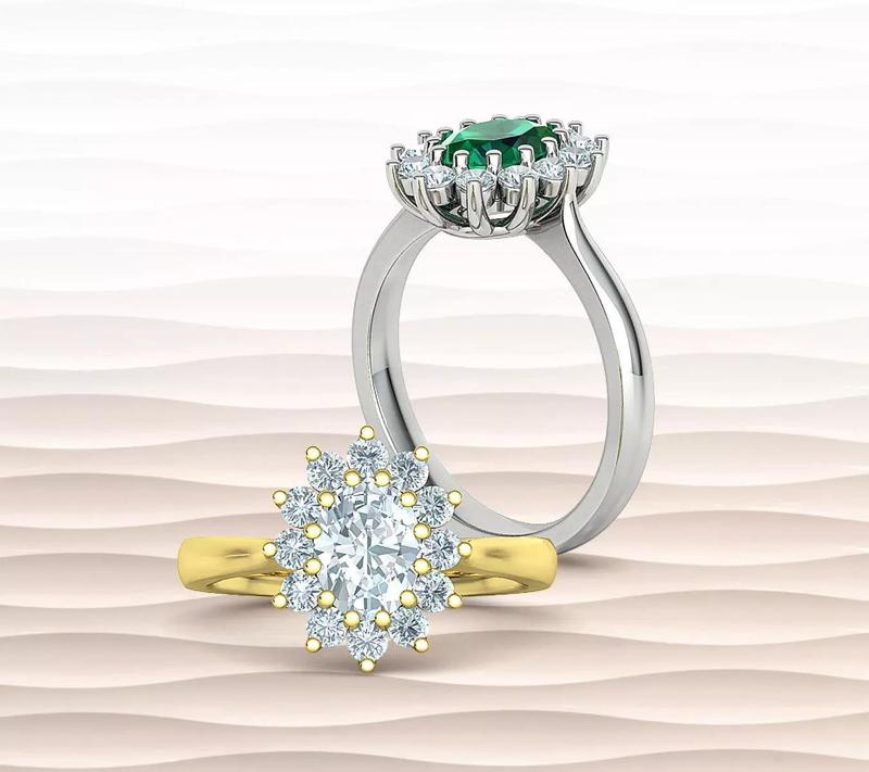 Diana Diamond Ring 8x6 Oval Stone 3D print model