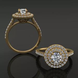 Double Halo Round Engagement Ring