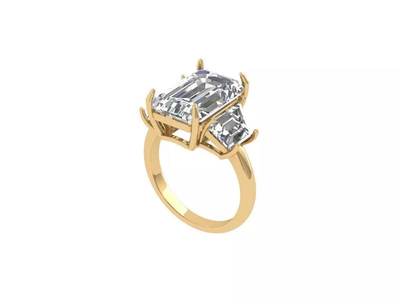 Emerald 3 Stone Art Deco Ring