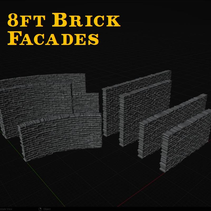 8ft Brick Facades in HO Scale