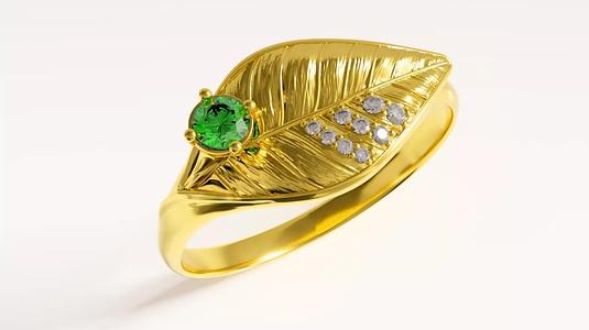 Elegant Nature-Inspired Gold Leaf Ring Set by Azurina