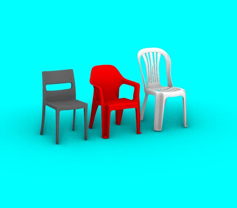 🪑✨ Pack of 3 Plastic Chairs - 1/6th Scale.