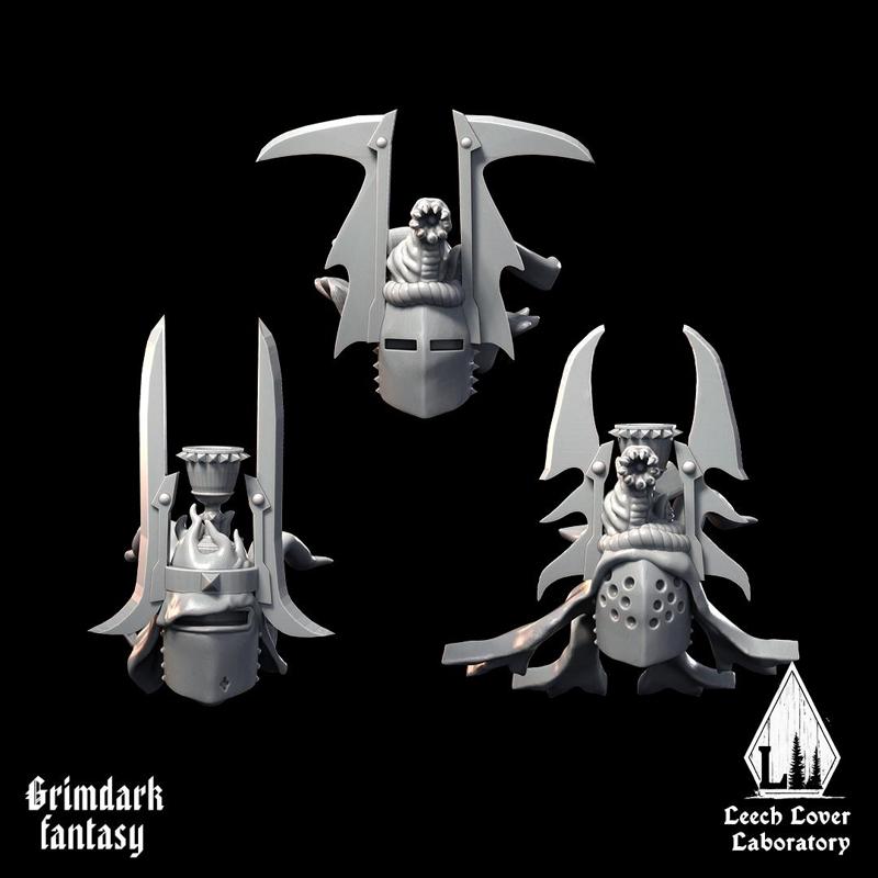 Leech lancers helmets pack for miniature-agnostic grimdark wargames