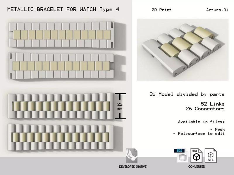 Metallic bracelet for watch type 4