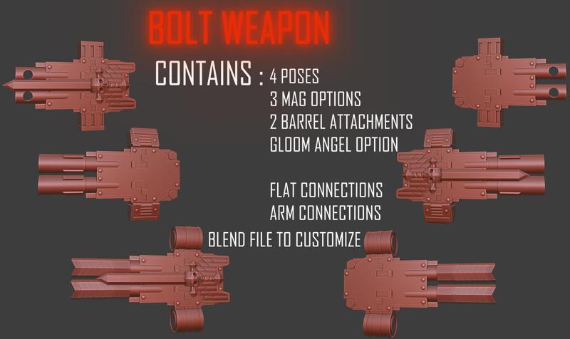 TANKORE'S gloomy angels Wrist mounted weapons (Bolter standalone)