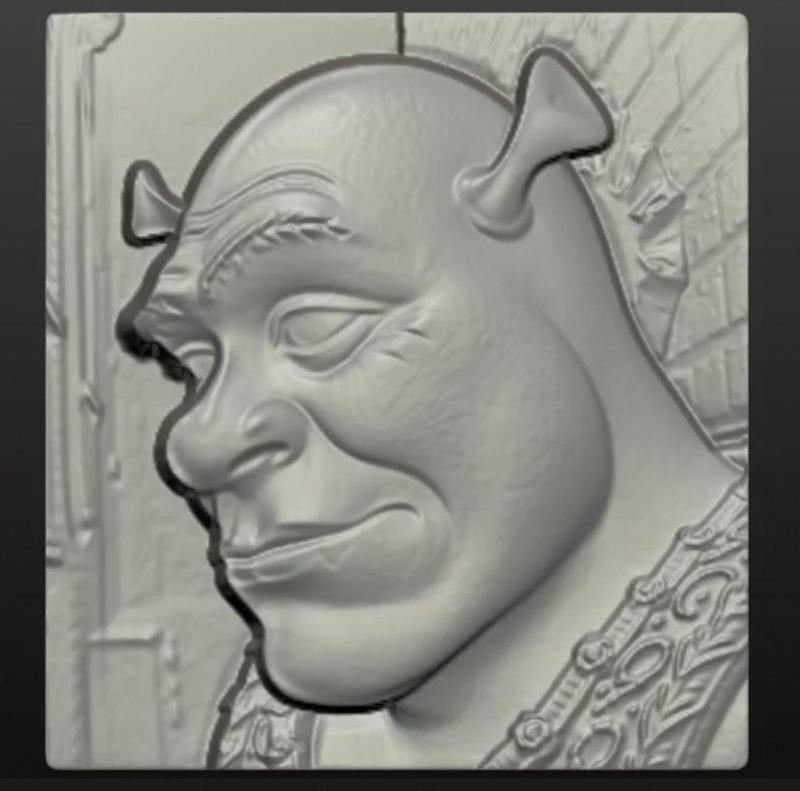 Shrek Bas-Relief 3D STL Model – Fun Wall Art for CNC, 3D Printing, and Laser Engraving