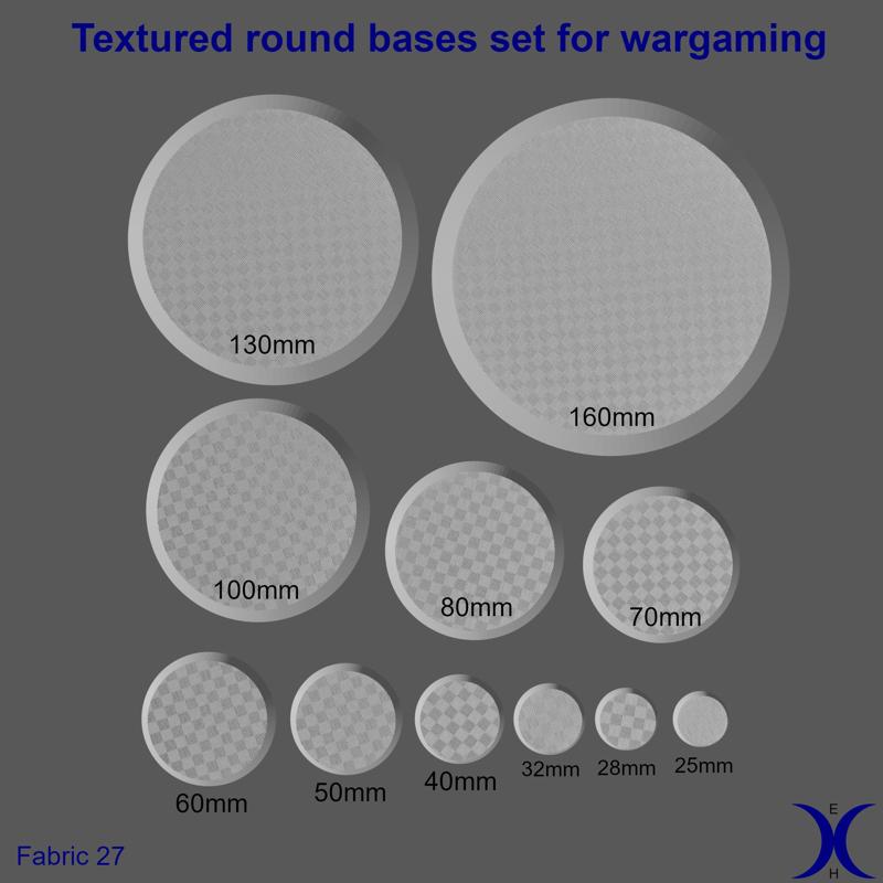Round Bases Set – Fabric 27 Texture (25–160mm) | Perfect for Tabletop Wargames & RPG's