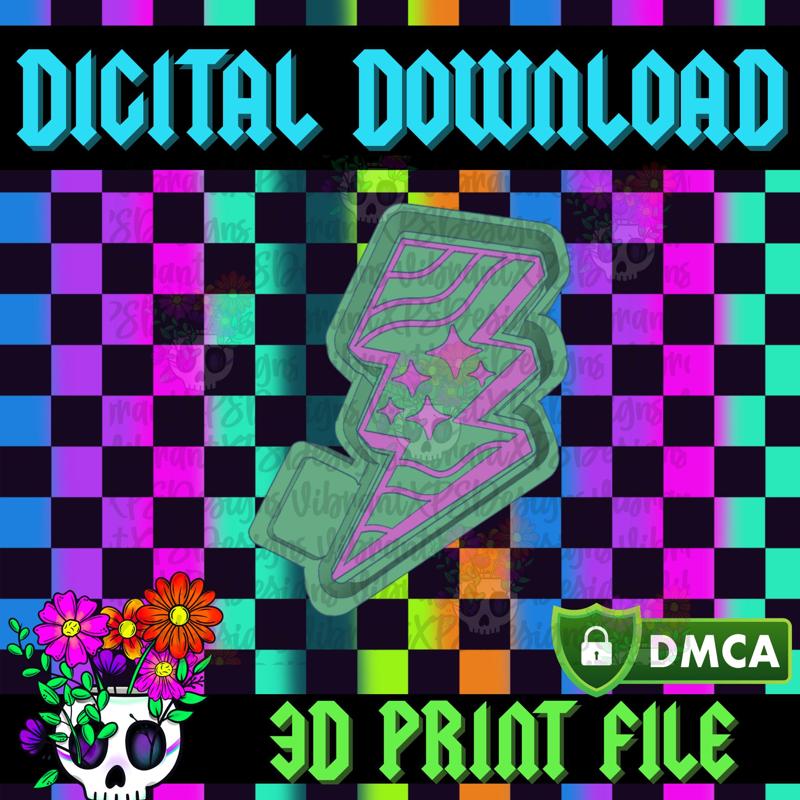 Wavy Sparkle Bolt STL Freshie Housing