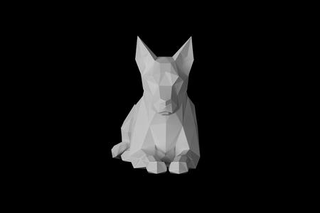 dog sculpture print model relaxed position
