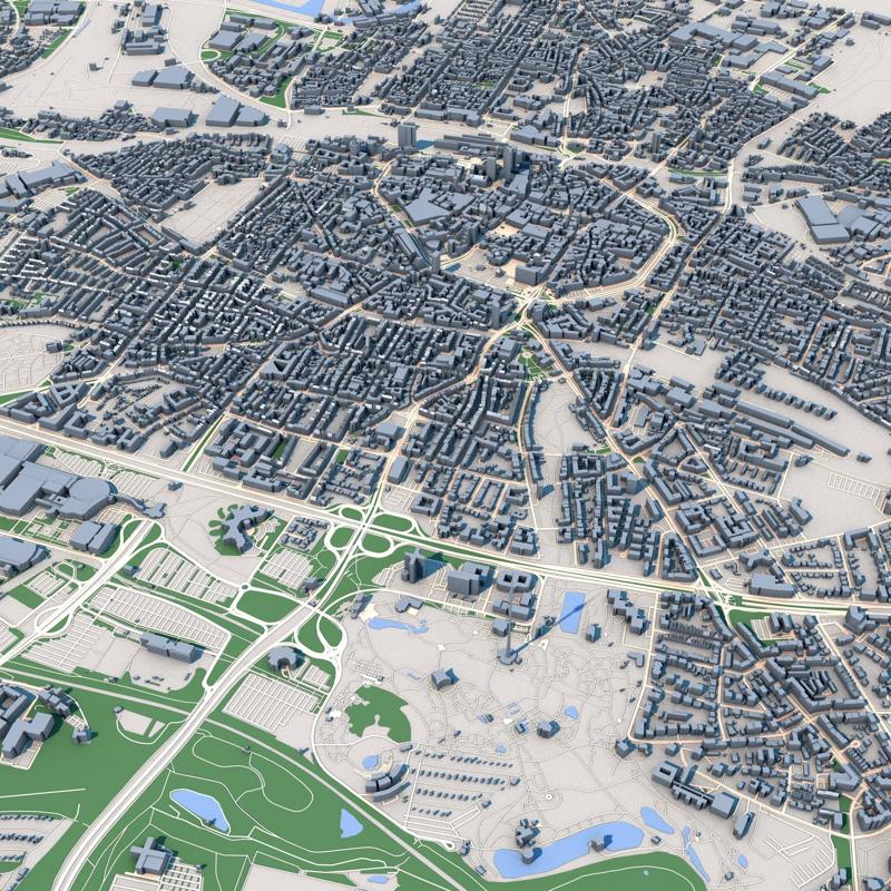 Dortmund City Germany Map 3D Model