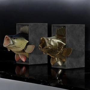 BOOKNOOK 1 FISH EUROPEAN PERCH / PERCA FLUVIATILIS OPEN MOUTH