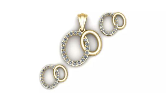 Women Fashion Oval diamond pendant 3d printable Model