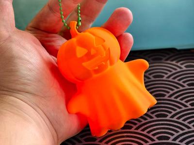Halloween Pumpkin Ghost Lamp, using a candle light source