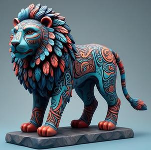 2294 Laughing Lion Full-Color Totem 3D Model, pug, dachshund, poodle, cat, monkey, bear, beagle, crocodile, lion, fox, bull terrier, pomeranian, wolf, doberman pinscher, newfoundland, elephant, german shepherd