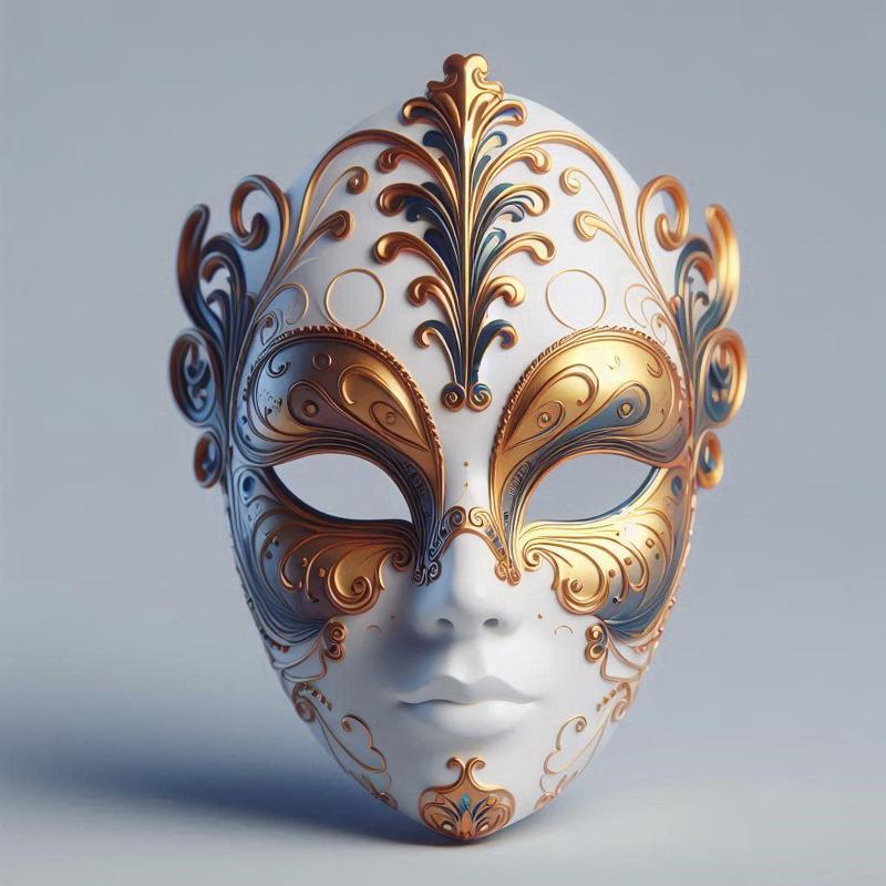 2334 Venetian Carnival Mask Color 3D Model, magic, dragon, serpent, mask, gnome, gorgon, venetian carnival, wild, fox, monster, cat, fair, witch, werewolf, horror, beast, snake, troll, skeleton dance