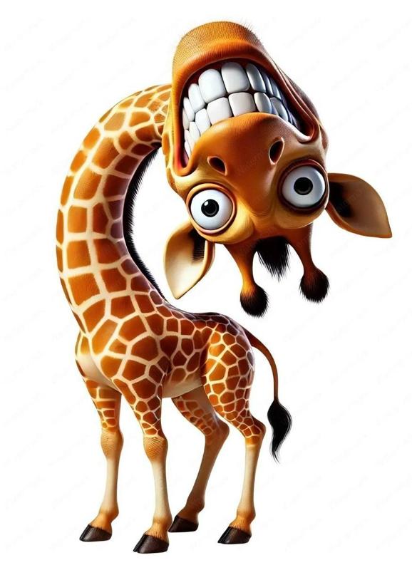Cartoon Zany Giraffe Statue STL File | Fun Decoration Figure