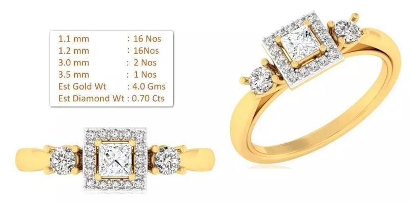 R SOLITER gold ring with diamonds and measurements