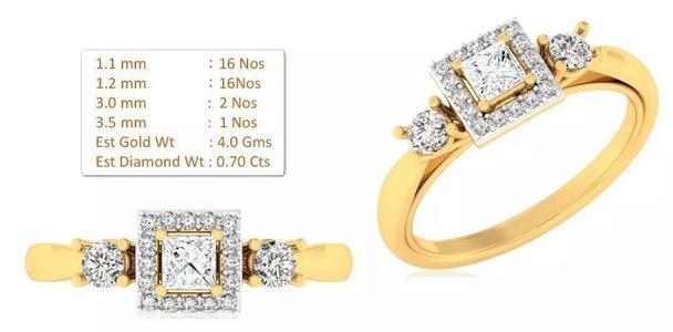 R SOLITER gold ring with diamonds and measurements