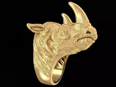 Bold Bull Head Ring 3D Model for Men Jewelry 2459