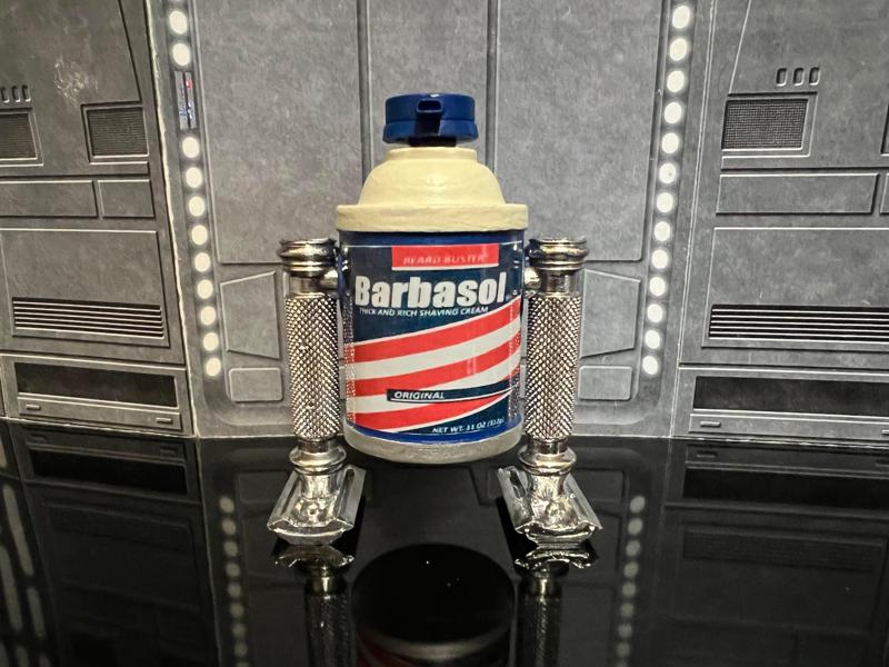 STAR WARS  BB-SOL BARBASOL CAN SHAVING DROID, ASTROMECH R2 ROBOT UNIT, CUSTOM ACTION FIGURE 1/18, 3.75"