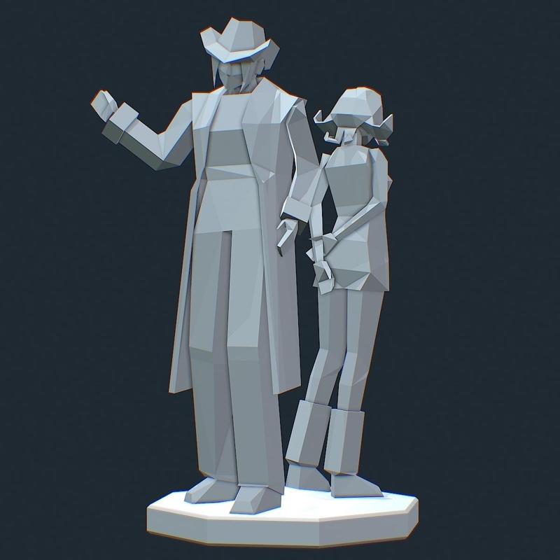 Selphie & Irvine (Standing Diorama) – Low-Poly 3D Print Ready (Final Fantasy VIII PS1 Style)