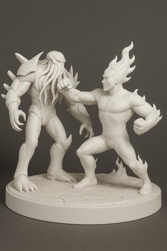 “Heatblast vs Vilgax – Diorama Collectible Statue | Ben 10 Fanart”