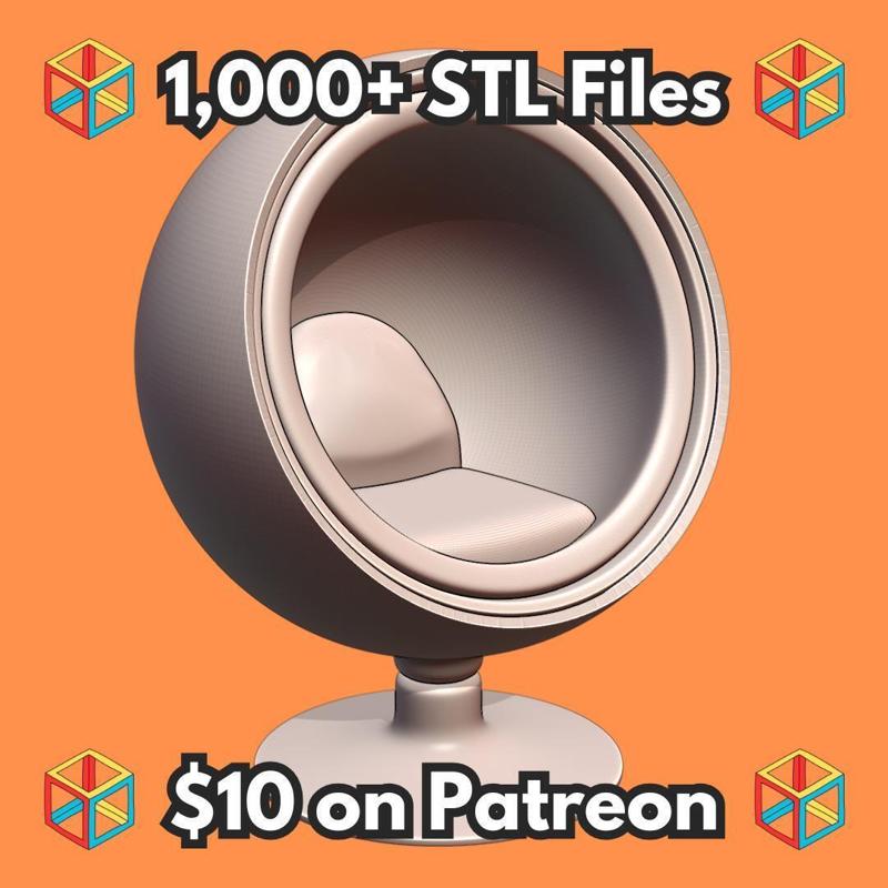 28mm Retro Futurism Round Ball Chair Sci-Fi Tabletop Gaming MineeForm FDM 3D Print STL File