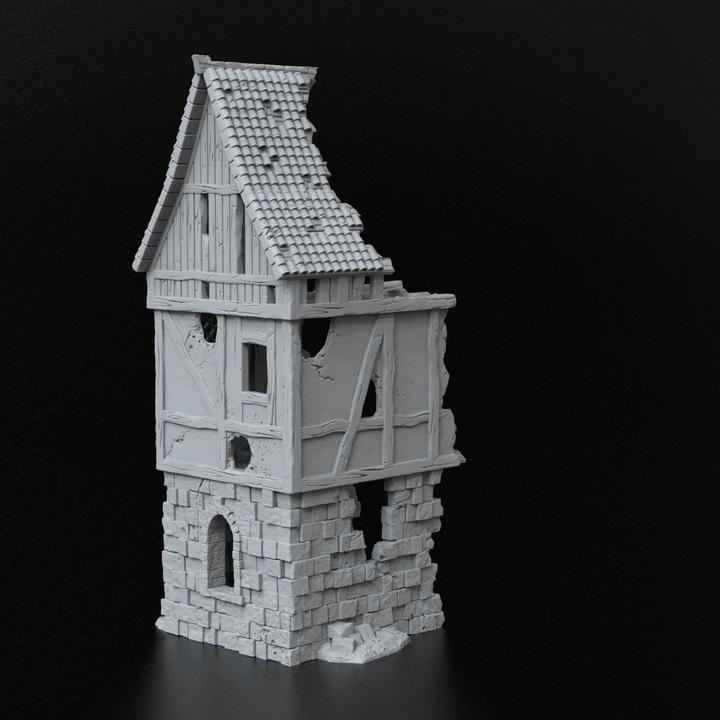 Maison détruite pierres et colombages - Stones & Half-timbered damaged Mansion