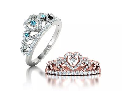 Queens Crown ring Heart Tiara ring 3dmodel renewed