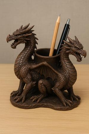 Two-headed dragon pen holder