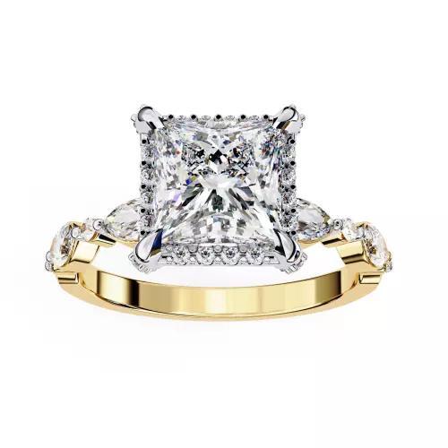 Printable 3D jewelry model of Solitaire Lady Ring with Diamond