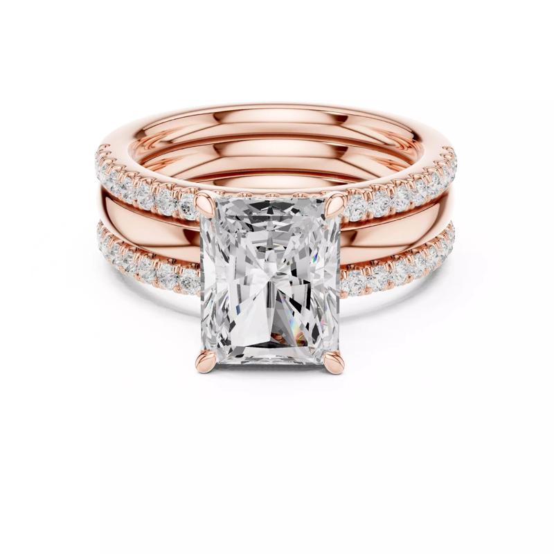Radiant Cut Diamond Three Piece Wedding Ring Set 3DM STL Video