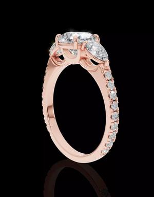 Radiant Cushion-Cut Trilogy Diamond Ring