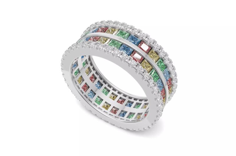 Rainbow Stone Eternity Band