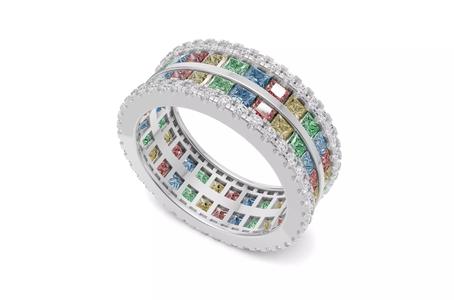 Rainbow Stone Eternity Band
