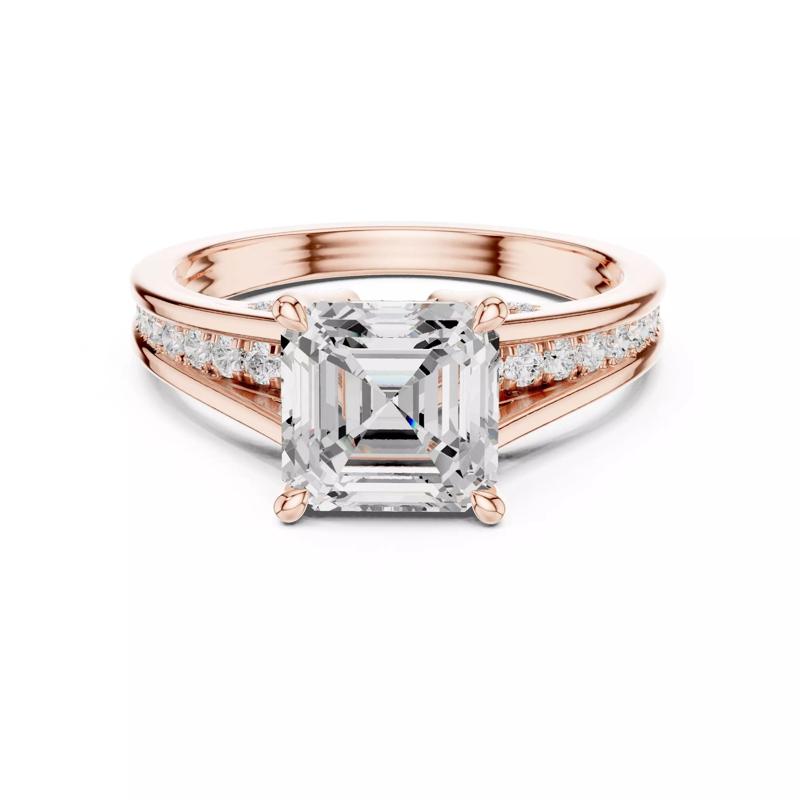 7mm Asscher Cut Diamond Engagement Wedding Ring 3DM STL Video