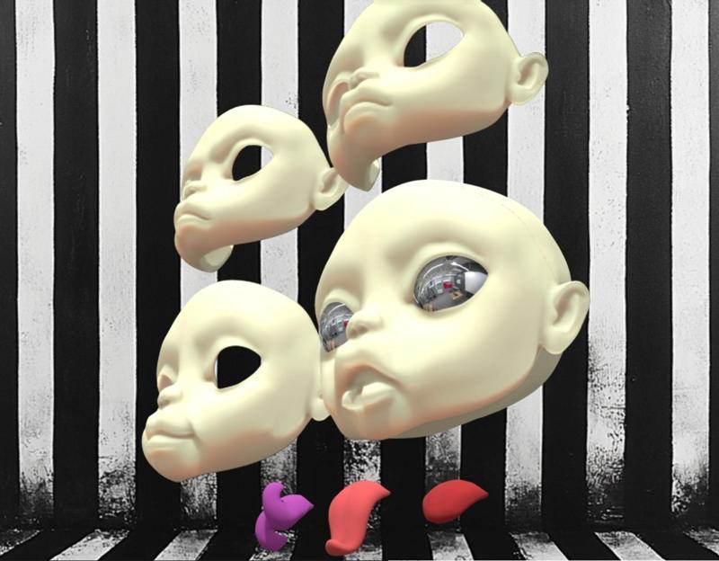 BJD Chibi head Interchangeable faces Magnetic tongues