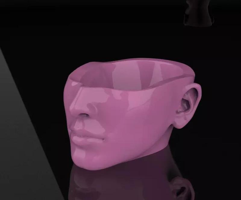 Half Head Planter pot 3D print model