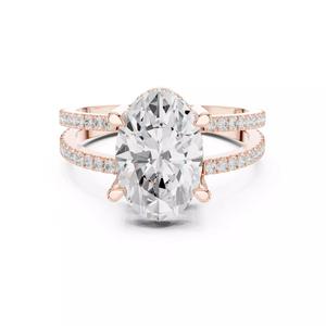 3CT Oval Cut Hidden Halo Split Shank Wedding Ring 3DM STL Video