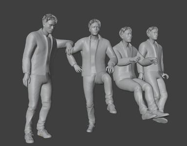 1/64 Man For dioramas (People) 4 different poses No:1