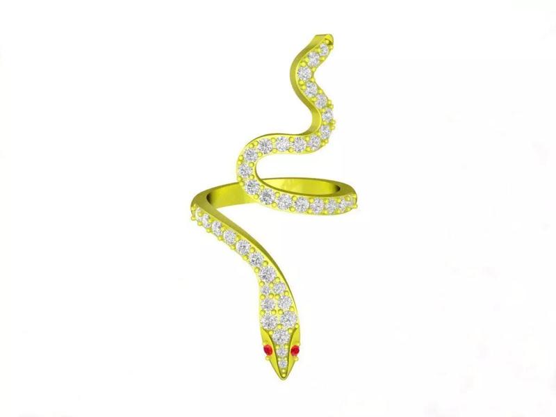 6973 Kute Diamond Snake Women Ring