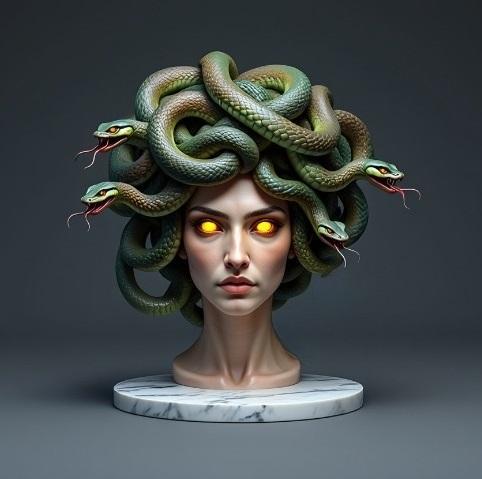 2153 Medusa Gorgon Head 3D Model, magic, dragon, serpent, mask, gnome, gorgon, venetian carnival, wild, fox, monster, cat, fair, witch, werewolf, horror, beast, snake, troll, skeleton dance