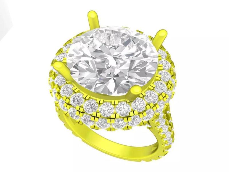 Oval Diamond Engagement Ring 3D Print Model A7132