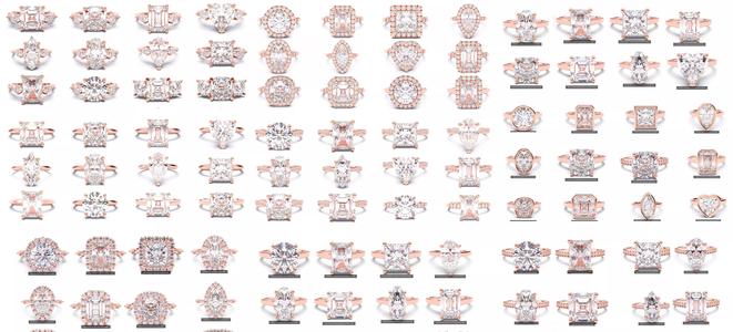 300 Solitaire Wedding Engagement Rings 3dm stl renders details