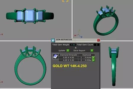 3 stones emerald cut engagement ring