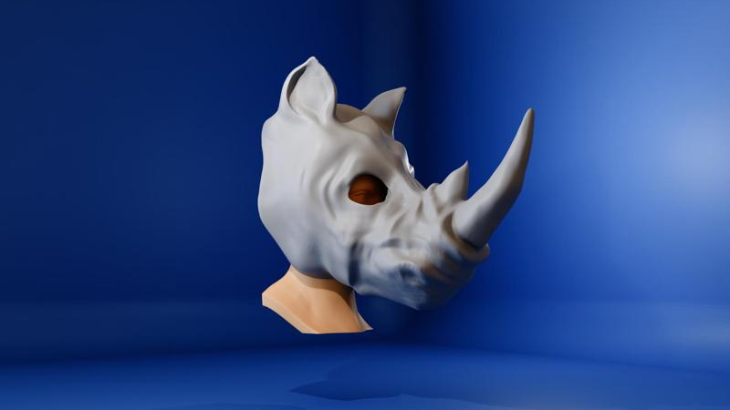Rhino mask prop, movie set costume, alligator party wear 3d printing STL file