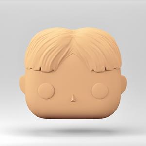 A male head in a Funko POP style. Middle Part Hairstyles for Men. MH_8-6