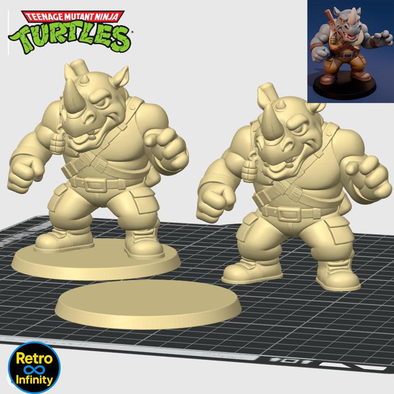 Rocksteady - Teenage Mutant Ninja Turtles 3D figure Retro Infinity style (90mm) : vinyl collectible
