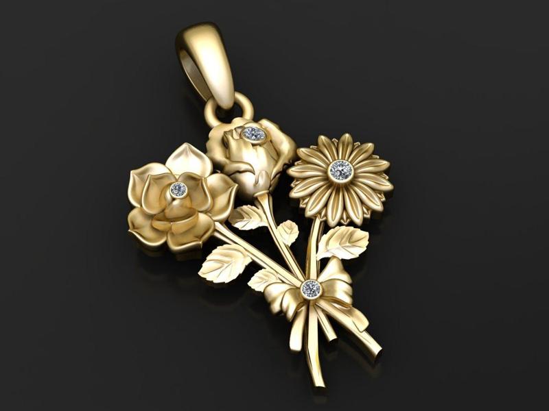 GOLDEN FLOWERS PENDANT 3D PRINTABLE MODEL